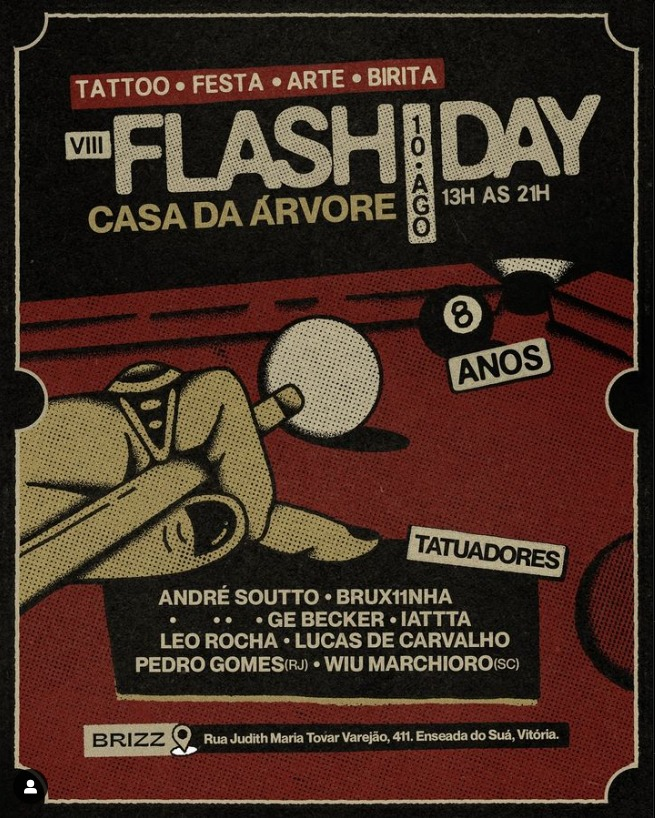 iatatuita's tweet photo. BOM DIA CAPIXABAS AMANTES DA TATUAGEM!

Passando aqui pra avisar que no PRÓXIMO SÁBADO, dia 10/08, vou participar do flashday CDA lá no Brizz!

Além da concentração ABSURDA de tatuador foda, o pessoal tá organizando uma programação impecável de música, comes e bebes!

E tem mais https://t.co/RFXkNHrMUe