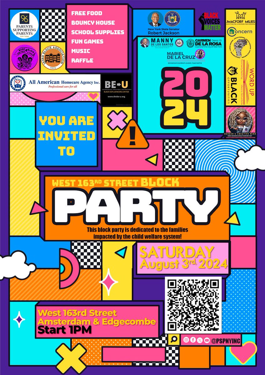 pspnyinc's tweet image. Just a few days away from 2nd Annual 163rd St Block Party! This yr, our Block party is dedicated to families who have been impacted by child welfare 
Volunteer 
signup.com/go/MKoeuJj

Donate
Cash App $PSPNY 
Venmo $Parents Supporting Parents NY 
Zelle also available (INBOX ME)