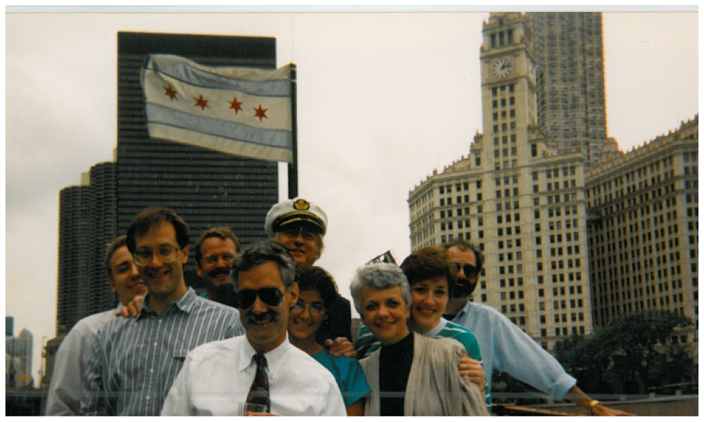 VantageLC's tweet photo. Vantagian’s all aboard Chicago's First Lady, circa 1990s. Some of these faces are still charting our company's course to this day - Partner, Carl Robinson (far right) and Administrative Assistant, Ellen Micotto (second from right). A reminder of how far we've come. https://t.co/0CpjKolDOn