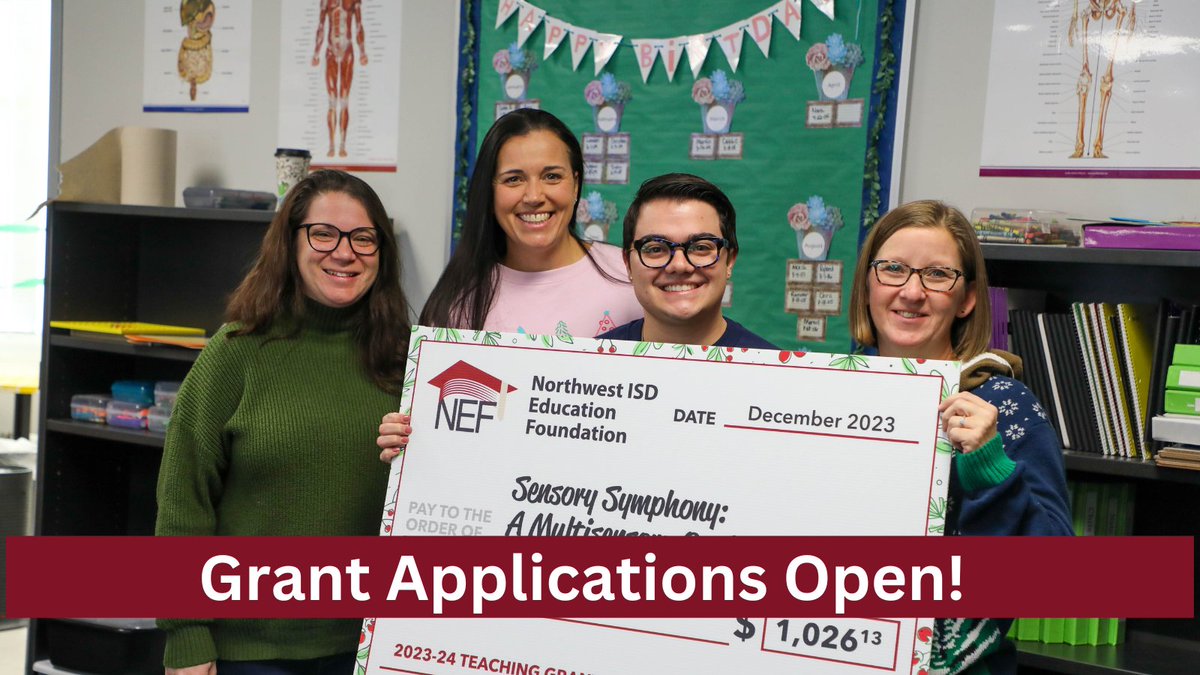 Northwest ISD Education Foundation (@isupportnef) on Twitter photo NEF teaching grant applications are open now! <a href="/NorthwestISD/">Northwest ISD</a> educators can submit an application online to receive funds to support their classroom and/or campus 💸
The deadline to submit is Thursday, Sept. 26! Learn more at bit.ly/NEFgrants. NEF teaching grant applications are open now! <a href="/NorthwestISD/">Northwest ISD</a> educators can submit an application online to receive funds to support their classroom and/or campus 💸
The deadline to submit is Thursday, Sept. 26! Learn more at bit.ly/NEFgrants.