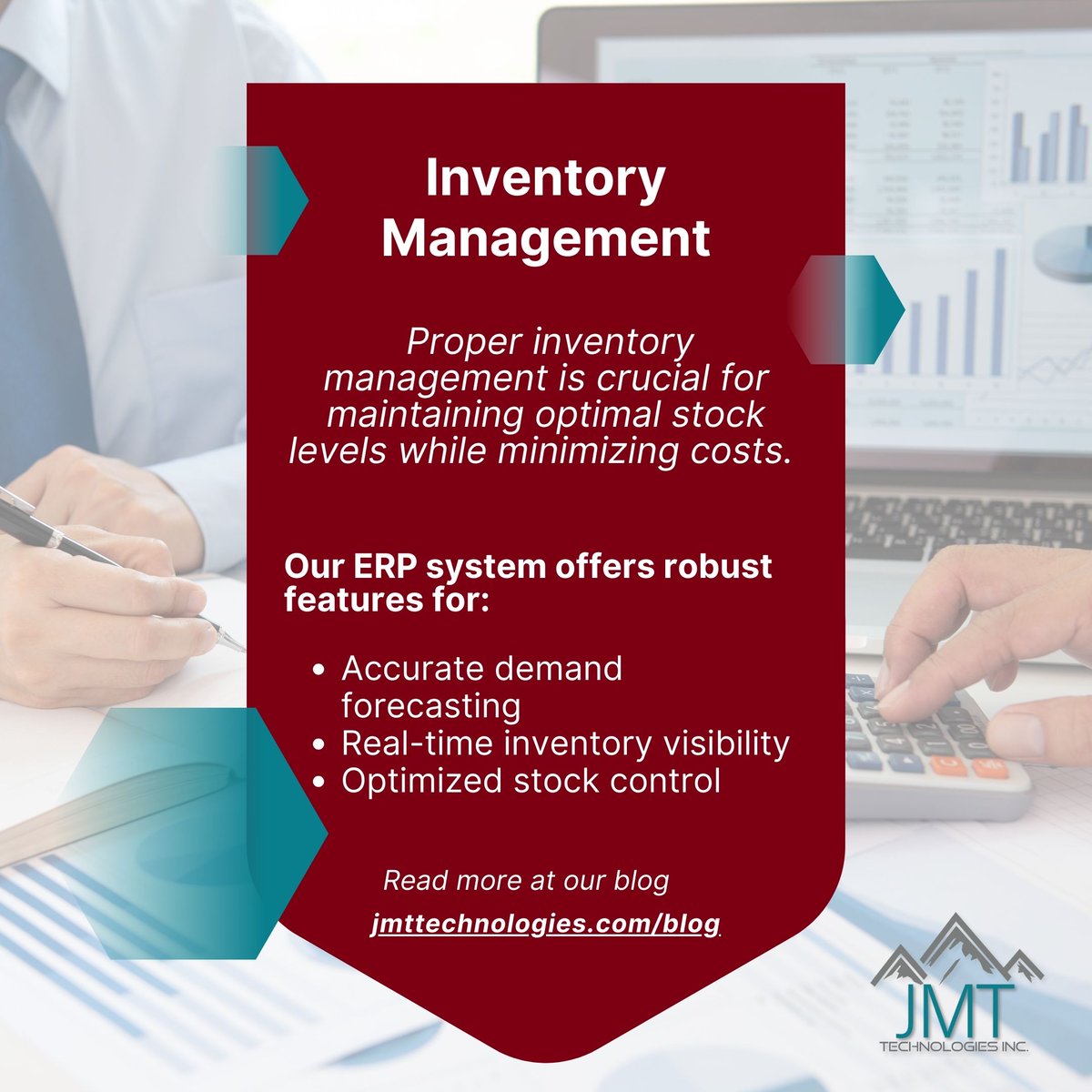 TechnologiesJmt's tweet photo. Save Money with JMT Technologies ERP Systems! 
1. Better Inventory Management
2. Financial Efficiency: 
Read more about how to take control with JMT Technologies ERP Systems at https://t.co/uTKPKlZa2j
#JMTErpSystems #CostSavings #InventoryManagement #AccountingEfficiency https://t.co/GmHpkJXizk