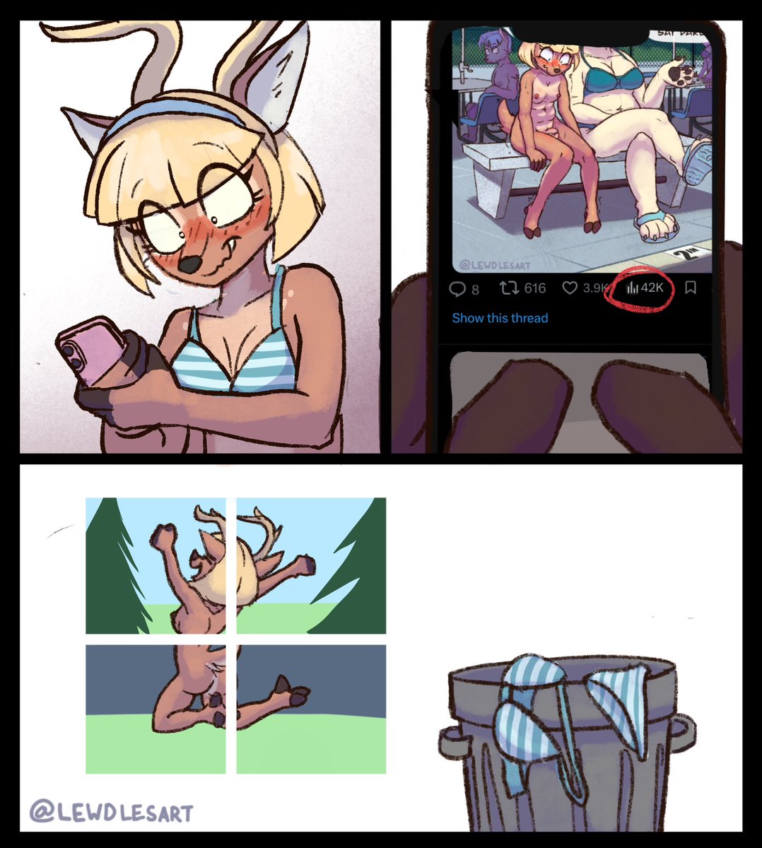 Lewdlesart's tweet photo. All those eyes on one little deer. Y’all have made them VERY happy… https://t.co/Z3mfZ5s1Gy