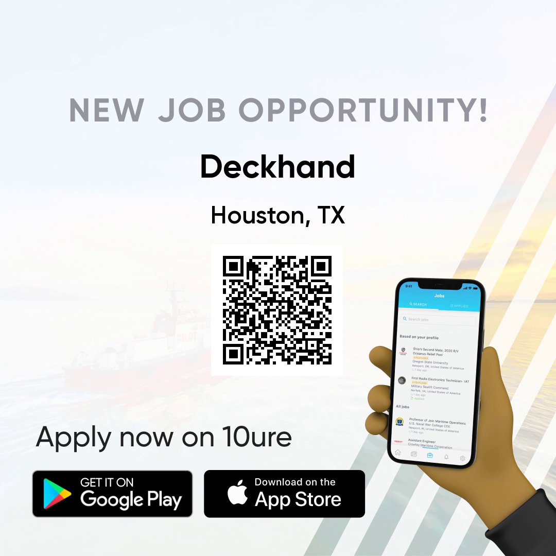 10ureInc's tweet photo. Entry level Deckhand position available, all thats needed is a TWIC and Drivers license to get started. Family owned operation, river Pushboat work. Follow link below for details and to apply! 

Deckhand 
Houston (Channelview), TX

Details: https://t.co/pJcSOsJrfq https://t.co/WWN8CCkm7e