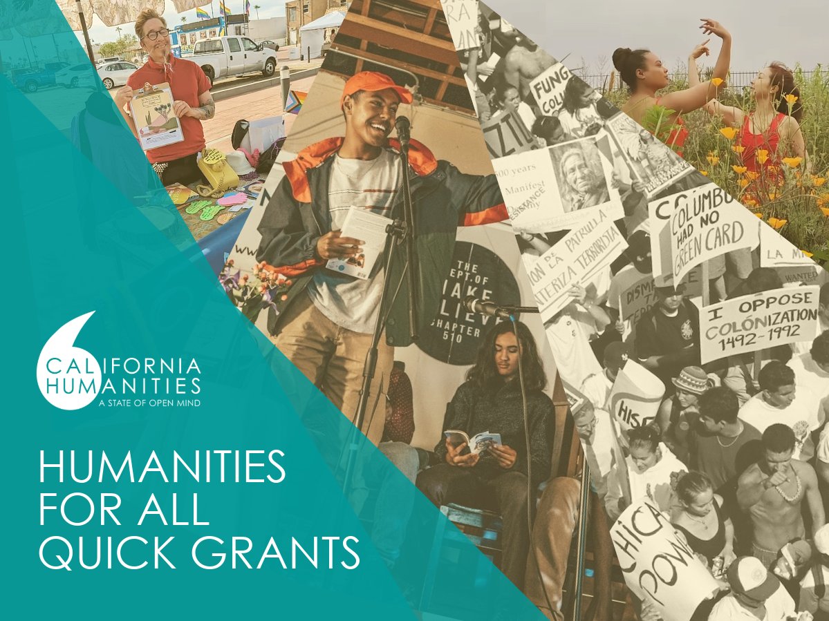 CA_Humanities's tweet image. Did you know that #HumanitiesforAll Quick Grants now have a rolling deadline? Visit our website to learn more and review the updated guidelines, FAQ, and review timeline: bit.ly/3SLeEeM @nehgov @humfed bit.ly/3Q0KC48