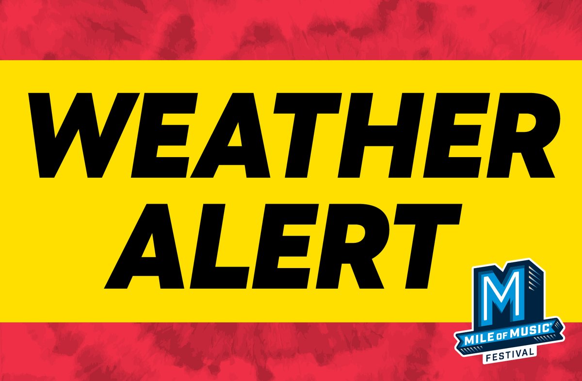 MileOfMusicFest's tweet photo. Please see this page for our latest weather updates: https://t.co/bkbdWw0G6p

Jones, Houdini and Lawrence Lawn are cancelled for tonight. Mid-sized outdoor venues will continue until it is unsafe to do so. Indoor venues will continue on! https://t.co/34GDFChrHX