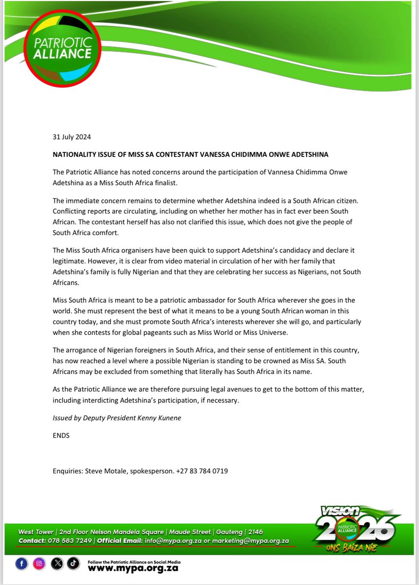Patriotic Alliance tweet media