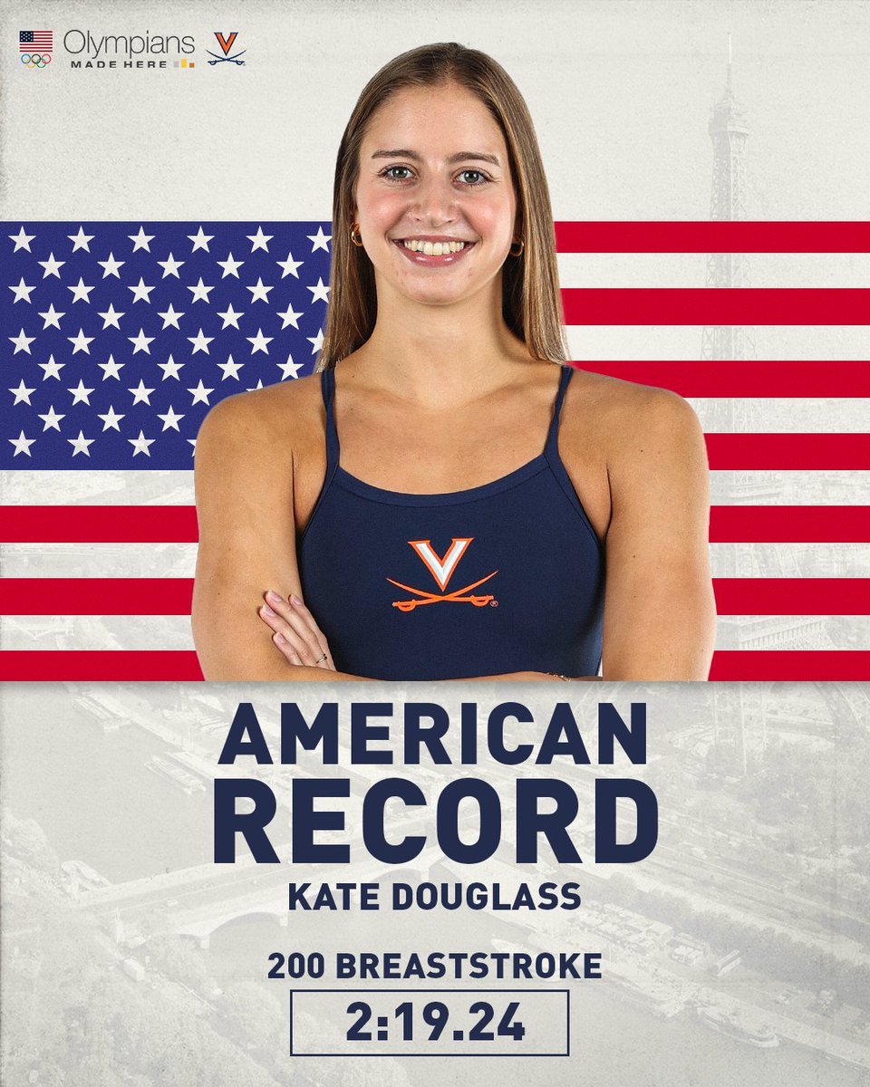 🥇 𝐆𝐎𝐋𝐃 𝐌𝐄𝐃𝐀𝐋𝐈𝐒𝐓 🥇
Kate Douglass wins the 200 Breast in an American Record time of 2:19.24
#OlympiansMadeHere | #Paris2024 | #GoHoos