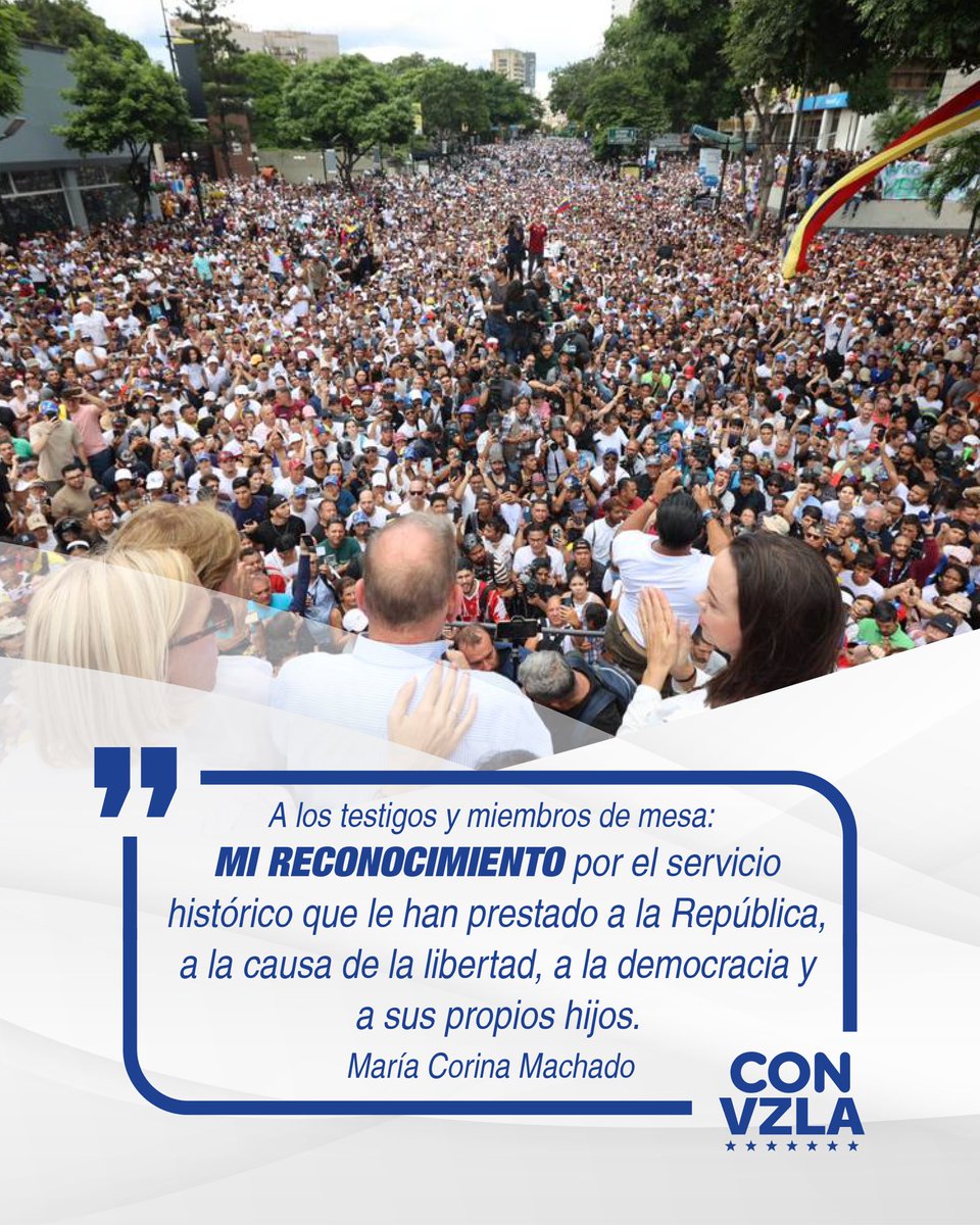 ¡Héroes! 

Reconocimiento total de nuestro comando y de todos los venezolanos a los testigos y miembros de mesa por mostrar lo que ocurrió el 28J y defender la verdad.

#EdmundoPresidente #TenemosLasPruebas