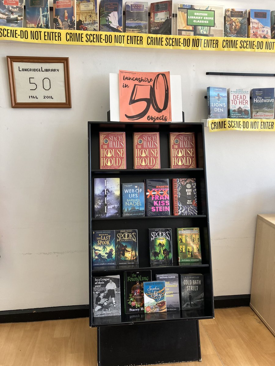 buliejell's tweet image. Great to see #LongridgeLibrary who are celebrating being 50 years old this year 🎉🎉 showcasing a collection of 50 #Lancashire authors and no 10 of #50LancashireObjects.
