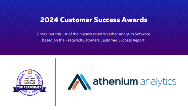 athenium's tweet photo. We are thrilled to share that Athenium has been recognized in the FeaturedCustomers Summer 2024 Customer Success Report as a weather analytics software top performer! 

Check out the full article to learn more: https://t.co/M3QtWfwCKn https://t.co/NAaedWAPUg