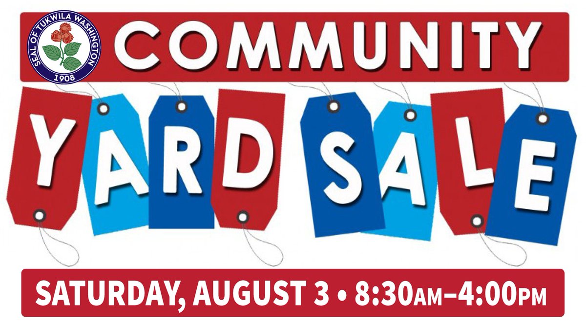 The Tukwila Community Yard Sale will take place this Saturday, August 3! Use the map below to shop for bargains and meet your neighbors while you support reuse and recycling! More info at tukwilawa.gov/yardsale.

2024 Community Yard Sale Map: tukwilawa.gov/wp-content/upl…
