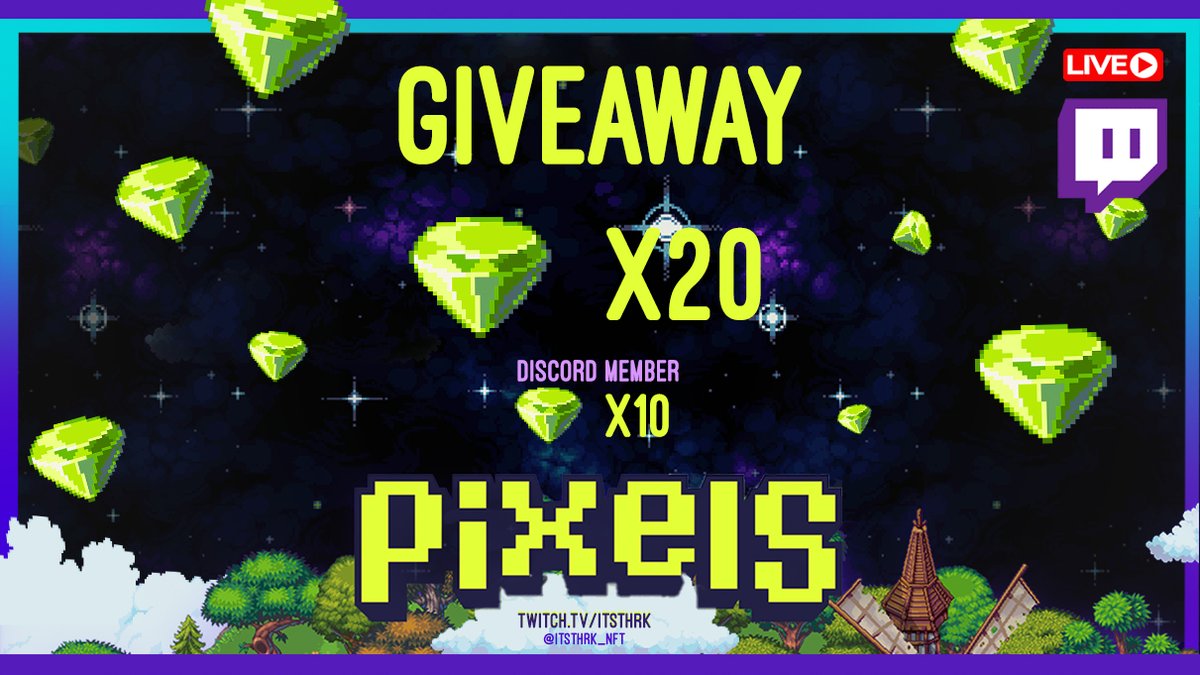 ITsTHRK_NFT's tweet photo. 🎉GIVE AWAY 🎉
thx @pixels_online #PixelsCreator Community ! 

🎁X20 $PIXELS
🎁X10 $PIXELS Discord Member

Follow @ITsTHRK_NFT
Like &amp; Share tag 2 freinds 
Drop your wallet address 

Discord : https://t.co/7VpYjclhKG
Twitch : itsthrk - Twitch End 6.8.24 UTC+7 https://t.co/71gKSmhYcj