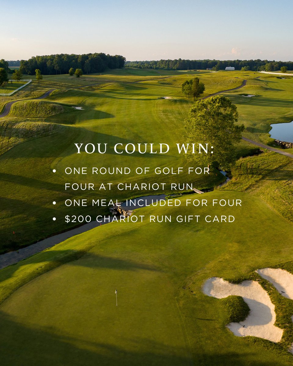 CONTEST ALERT!

Enter for your chance to win a round of golf for 4 at Chariot Run Golf Club, one meal for 4, and a $200 Chariot Run gift card! 

Deadline to enter is September 30th!

Visit the link in our bio to enter! Don't forget to share with family and friends!

📸: Komo Golf