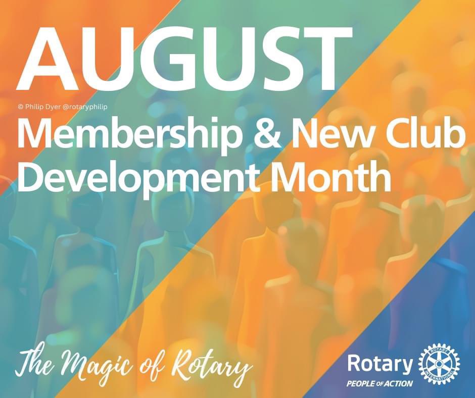 In August, and every month, we welcome new members to our club. Please get in touch if you would like to discuss. 
Thank you Phil Dyer for the graphic😍
#RotaryD1040
#Northallerton
#volunteering