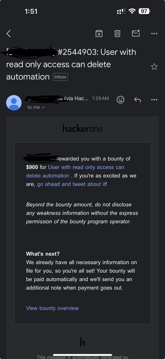 Yay, 
I was rewarded a $900 bounty on <a href="/Hacker0x01/">HackerOne</a>