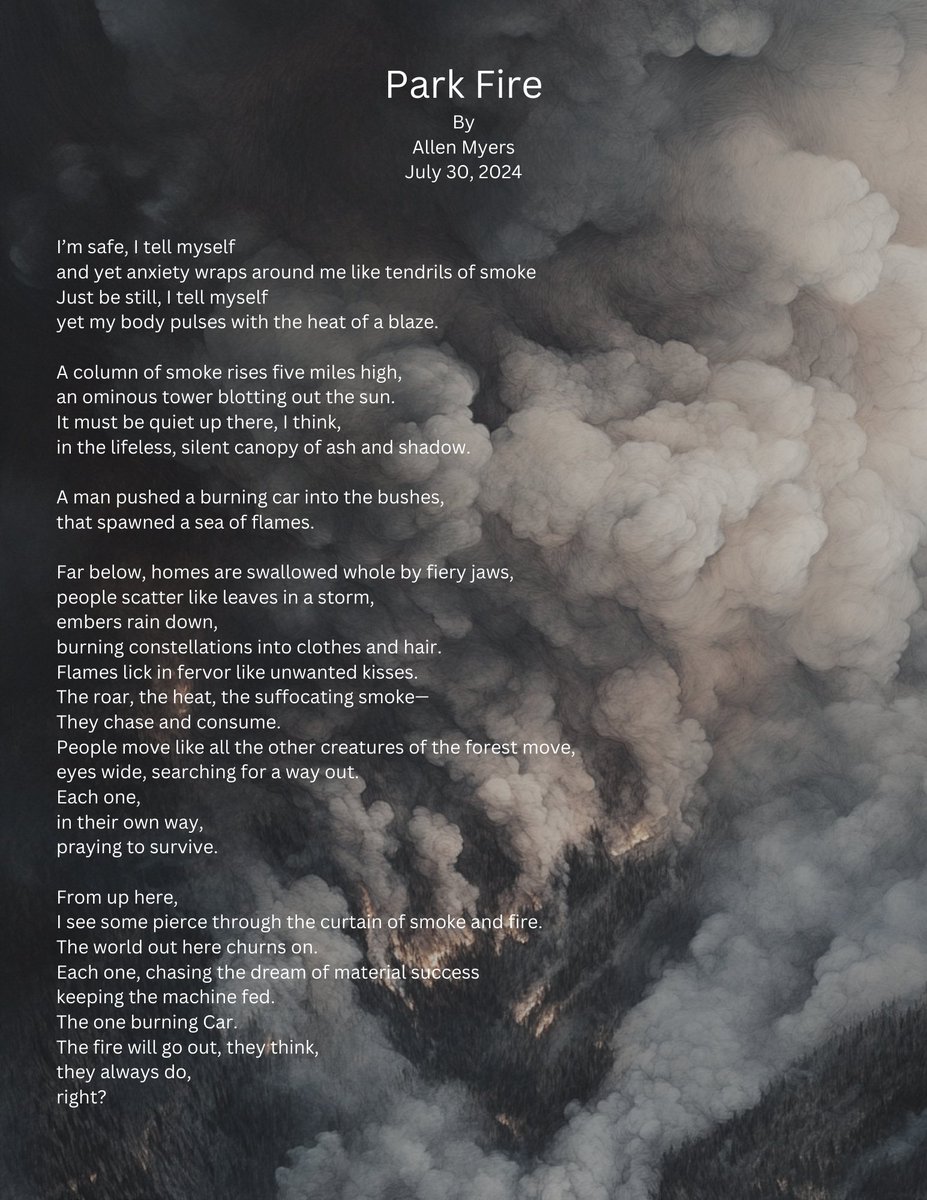 nomadsight's tweet photo. In a moment meant for offering hope, I found myself drawn to express my frustration and anxiety. What follows is a poem that captures these emotions, reflecting the turmoil within and the collective pain we endure. #climatecrisis #climateleadership @sunrisemvmt @RepLaMalfa @AOC https://t.co/WlqSTqjsMF