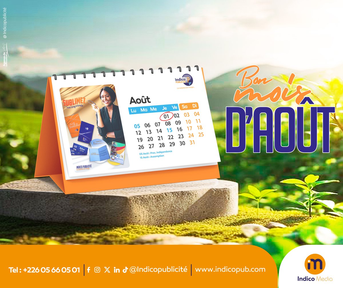 IndicoDigital's tweet photo. Que chaque jour de ce mois d'août soit une nouvelle occasion d’épanouissement pour tous.
𝐅𝐫𝐮𝐜𝐭𝐮𝐞𝐮𝐱 𝐦𝐨𝐢𝐬 𝐝'𝐚𝐨𝐮̂𝐭
#bonmoisdaout #août
#imprimerie #finitions
#communication #socialmedia #marketingdigital
#agencemarketingdigital #IndicoPublicite https://t.co/ZkOBXFDw6K
