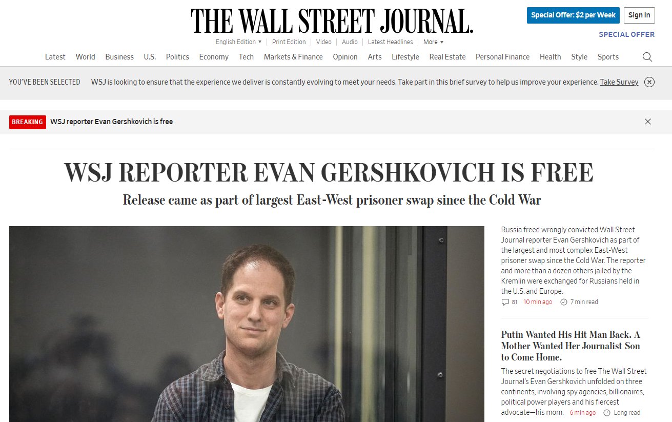 Dan Lampariello on X: &ldquo;Front page of the @WSJ right now. https://t 