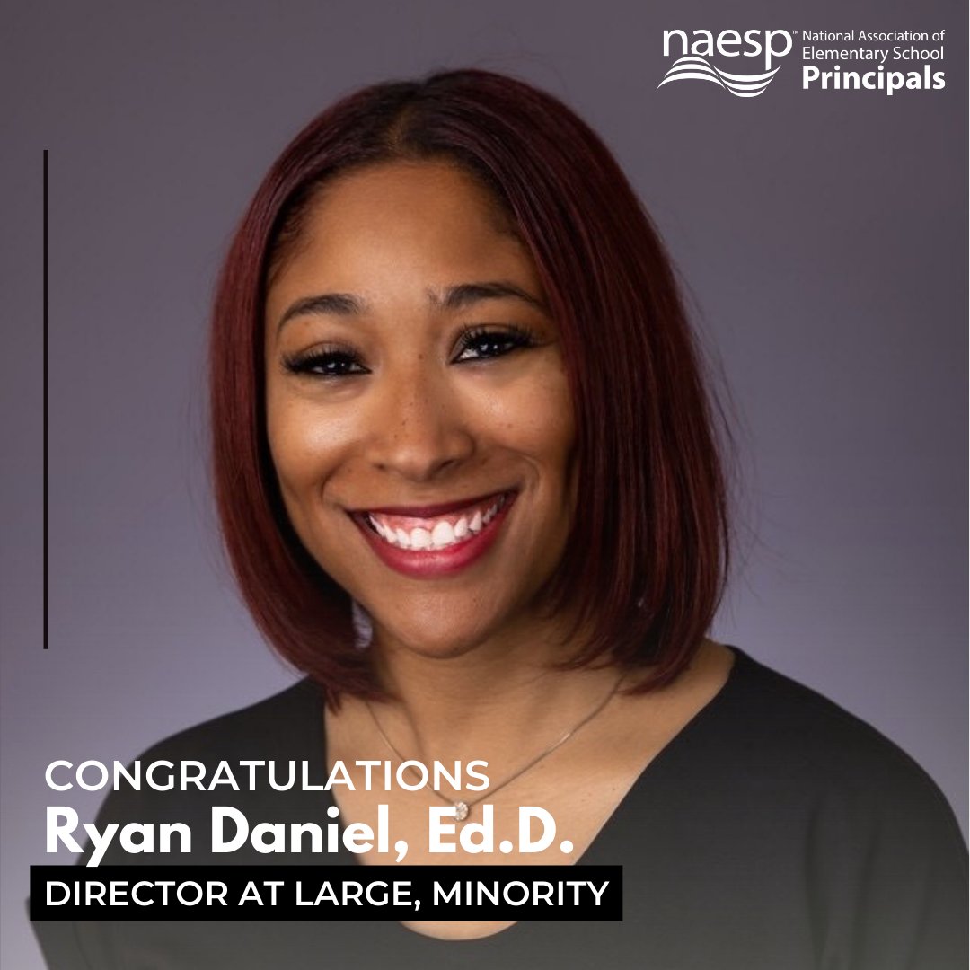 Join us in celebrating <a href="/HeyDrDaniel/">Dr. Ryan Daniel</a>, our new Director at Large, Minority on the <a href="/NAESP/">National Assoc. of Elementary School Principals</a> Board of Directors! Her dedication to fostering equity and diversity in education is truly remarkable. Discover more about our new board members here: naesp.org/news/2024-2025…