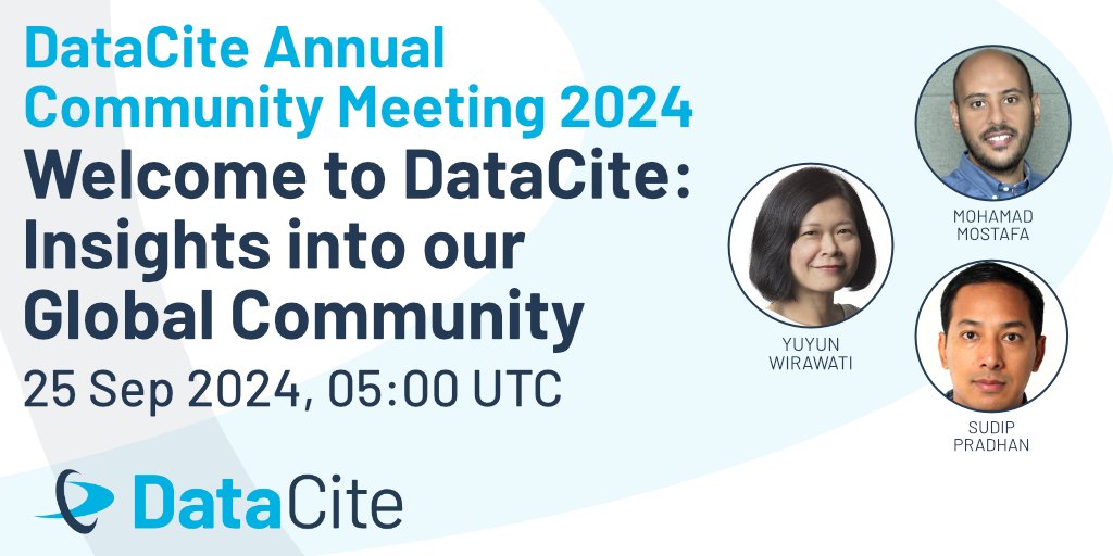 DataCite's tweet image. Are you interested in enhancing research visibility &amp;amp; accessibility? Join the 1st session of the DataCite Community Meeting 2024 &amp;amp; gain insight into how DataCite’s global community benefits from our open #PersistentIdentifier infrastructure. datacite.org/event/welcome-…
#DataCite2024