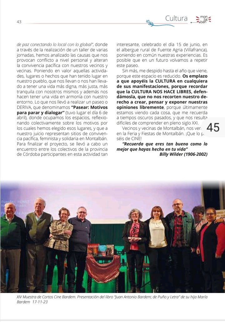Artículo publicado en la revista de feria 2024 por nuestro presidente Alfonso Muñoz Rivilla ,de la Asociación de Cine Bardem! Cumplimos 20 años de cultura y cine!