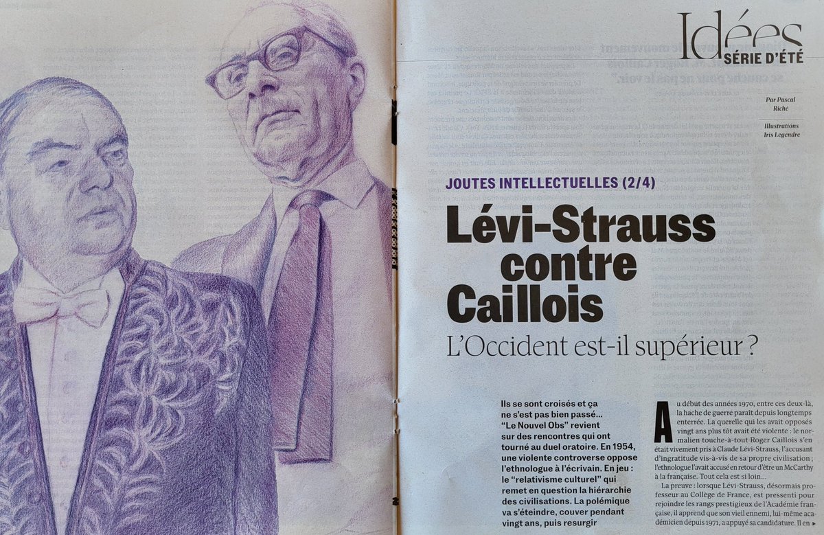 Merci au <a href="/Le_NouvelObs/">Le Nouvel Obs</a> pour sa série estivale sur les joutes intellectuelles. Cette semaine Caillois vs. Lévi-Strauss, superbe article de <a href="/pascalriche/">pascalriche.bsky.social 🔆</a>
