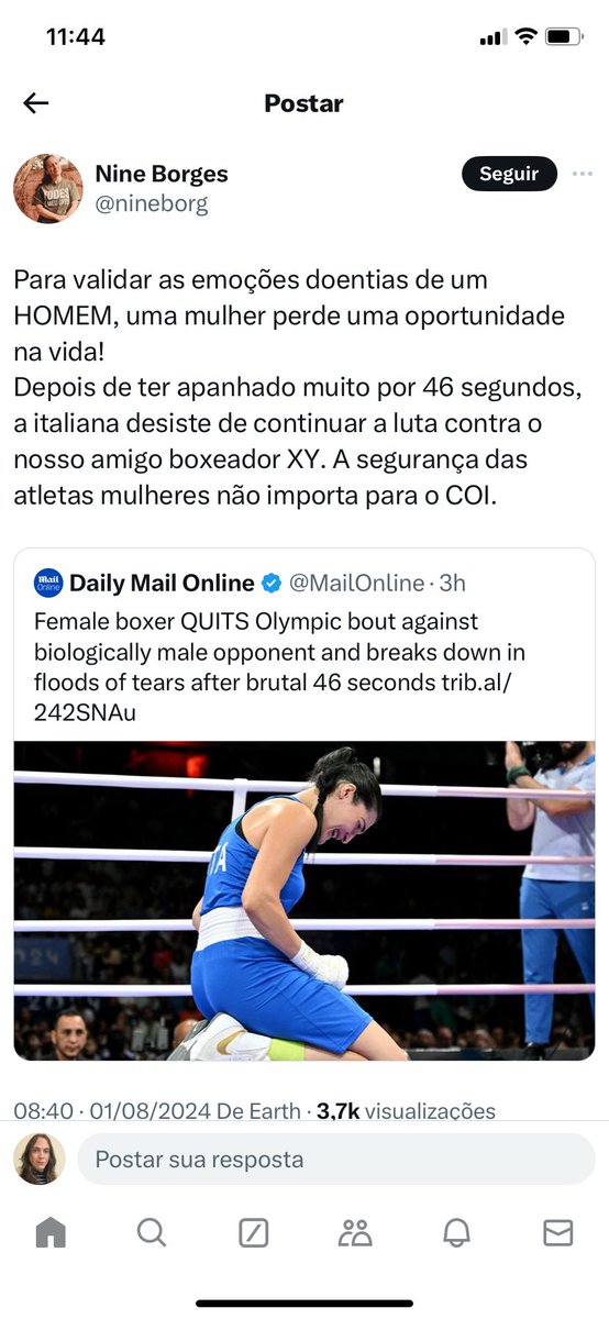 elaeacarol's tweet photo. Chega a ser cômico ver essa galera querendo que boxeadoras participem de lutas, MAS SEM APANHAR KKKKKK

Pior do que isso, é gritar o discurso transfóbico de que tanto a Khelif quanto a Lin são homens, incitando ódio contra as duas pelo mundo todo.

Mas lembrem os detalhes (+) https://t.co/yFoVmnNKQX