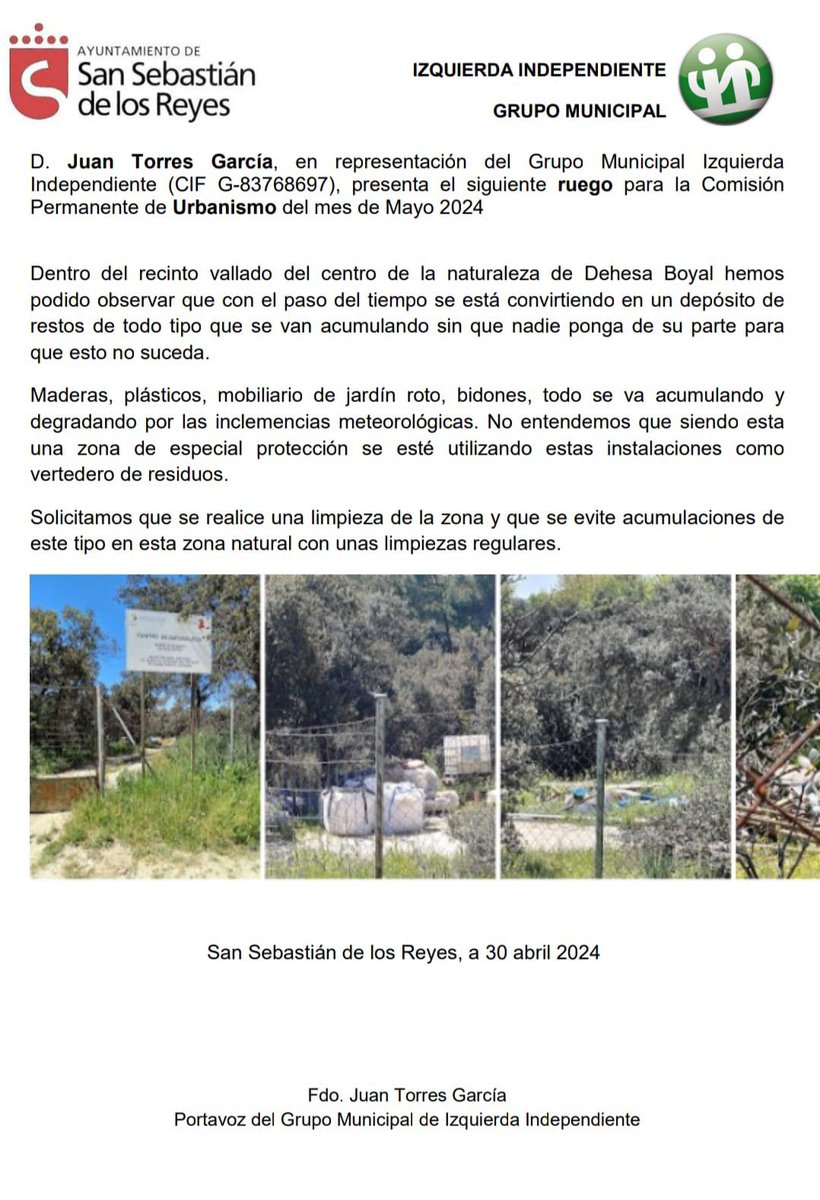 Izquierda Independiente vuelve a manifestar su preocupación por la situación de vulnerabilidad en que se encuentra la #DehesaBoyal de #Sanse tras el #incendio.
izquierdaindependiente.es/comunicado-izq…

En numerosas ocasiones han alertando de la enorme cantidad de maleza seca existente y la