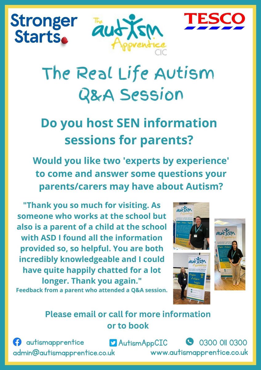 AutismAppCIC's tweet image. We are delighted to announce that following the @Tesco Stronger Starts vote in Swale stores, we came first and have been chosen by Tesco customers to win a grant meaning we can offer our popular Q &amp;amp; A sessions to schools in Swale!!

#TescoStrongerStarts #QandASession

@tesconews