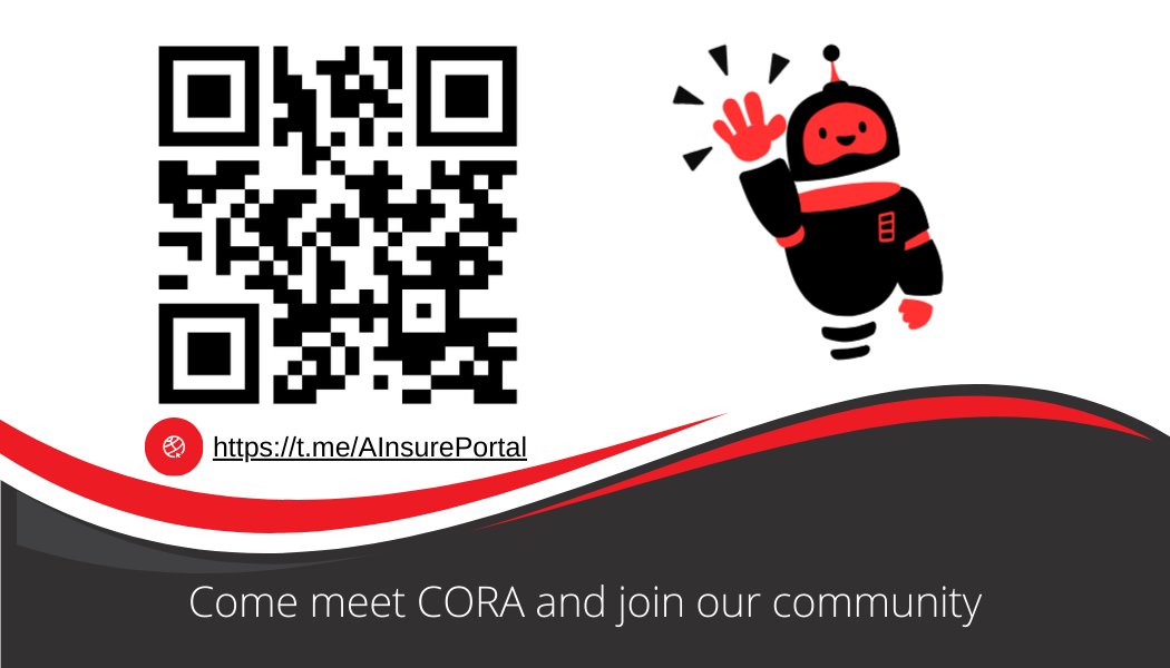 ainsure_cora's tweet photo. 🚀 Join Us for Our Debut AMA on Telegram! If we have 15+ people attend we will give away $100 worth of #bitcoin, $TRX or $KLV #winnerschoice🚀

🗓 Date: 8/6/2024
⏰ Time: 4:00PM EST

Engage directly with our team and learn about CORA, the cutting-edge AI from AInsure, a startup revolutionizing the insurance industry with AI, RWA, and Web3 solutions.

🔗 Stay tuned: https://t.co/vf7Qiw28V5
🐦 Follow us: @ainsure_cora 
💬 Join us: https://t.co/9vliwq0iDP