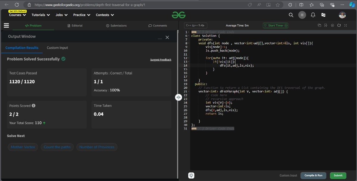 RiyaPandey1109's tweet image. 🚀Day 50 of my #90DaysChallenge! 🚀
🔹 Connected Components | Logic Explanation 🔹 BFS & DFS 🔹 Number of Provinces 🔹 Connected Components in Matrix
Deep diving into graph theory 🌟
#DSA #GraphTheory #BFS #DFS #FinalYearProject