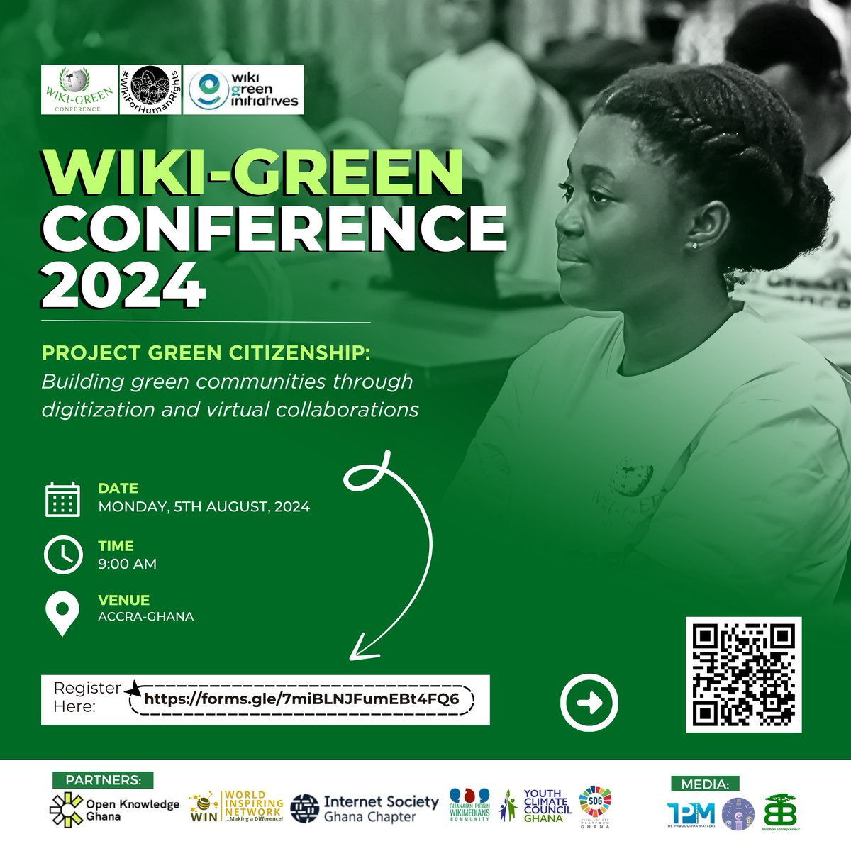 Mark your calendars for the Wiki Green Conference 2024! 📅 

Join experts, activists, and community leaders as we tackle environmental challenges and share sustainable solutions. Let's make a difference! 🚀 

Register Now: bit.ly/Wiki-Green2024

#Wikiforhumanrights