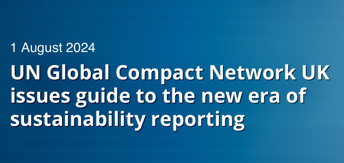 Honoured that report I've authored "Preparing for new Sustainability Reporting Requirements" for <a href="/globalcompactUK/">UN Global Compact Network UK</a> has been published today: unglobalcompact.org.uk/preparing-for-… Read my comment piece on the report for Corporate Disclosures: corporatedisclosures.org/content/opinio…
#sustainabilityreporting #ESG