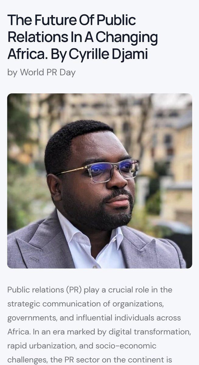 Cyrille Djami (@cyrilledjami) on Twitter photo Avant cette reprise en portugais, cet article a initialement été publié en anglais, sur le site web de <a href="/WorldPRDay/">World PR Day</a>, à l'occasion de la Journée Mondiale des Relations Publics (le 16 juillet 2024).
wprd.app/the-future-of-… Avant cette reprise en portugais, cet article a initialement été publié en anglais, sur le site web de <a href="/WorldPRDay/">World PR Day</a>, à l'occasion de la Journée Mondiale des Relations Publics (le 16 juillet 2024).
wprd.app/the-future-of-…