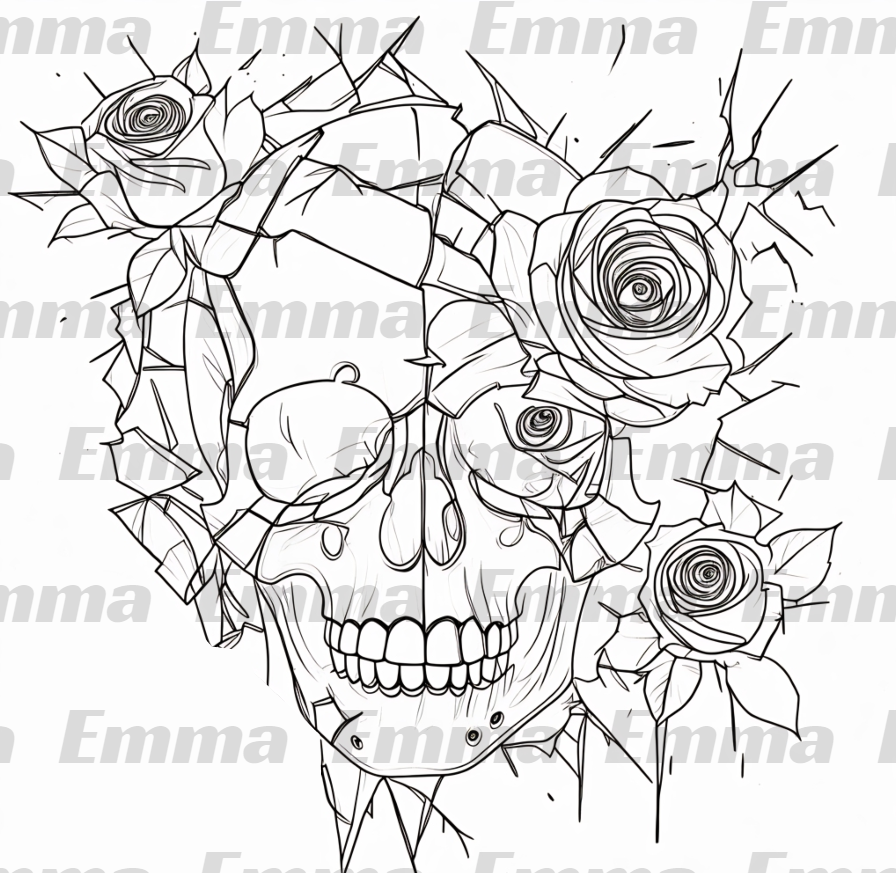 tattoo done for my satisfied client !
" a broken skull from which roses are coming out "
