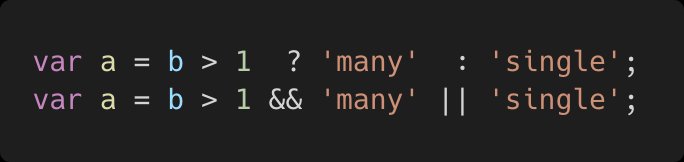 Today JavaScript fun fact. Did you realize that the ternary operator can be replaced by boolean operators in many cases :