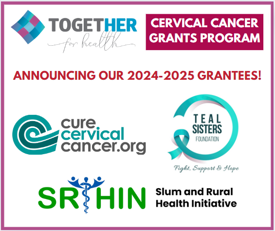 We are beyond excited to announce the newest grantees under our #CervicalCancer Grants Program!

Congratulations to <a href="/CCCorganization/">CureCervicalCancer</a>, <a href="/TealsistersZam/">TealsistersFoundationZambia</a>, &amp; <a href="/SRHINAfrica/">SRHIN AFRICA</a>!

We’re thrilled to have the opportunity to partner with each of these teams. Learn more: togetherforhealth.org/announcing-tog…