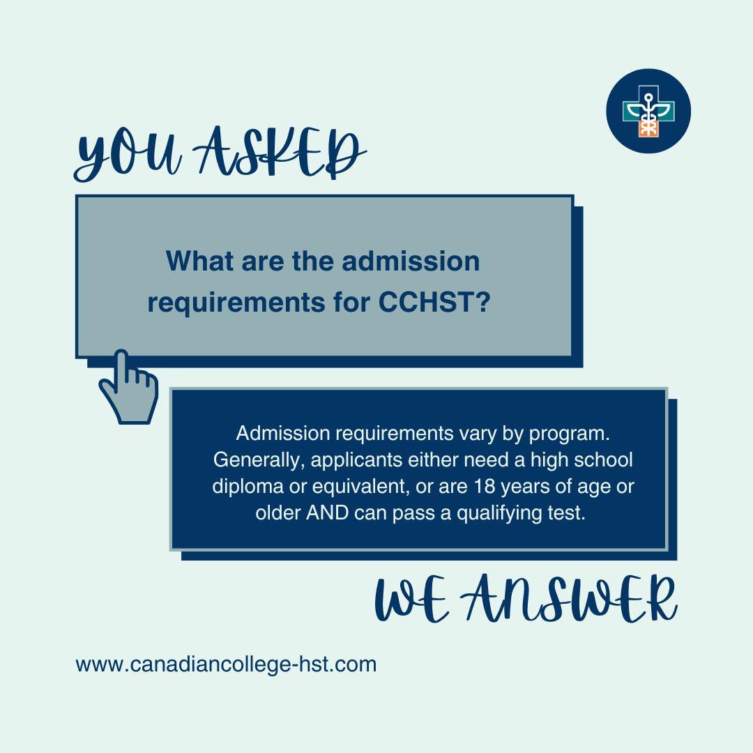 🎓 FAQ: What are the admission requirements for CCHST?
Admission requirements vary by program:
🔹High school diploma or equivalent
🔹OR be 18+ and pass a qualifying test
🔹Some programs may have additional prerequisites or entrance exams
 #Admissions #CCHST #Education #FAQ