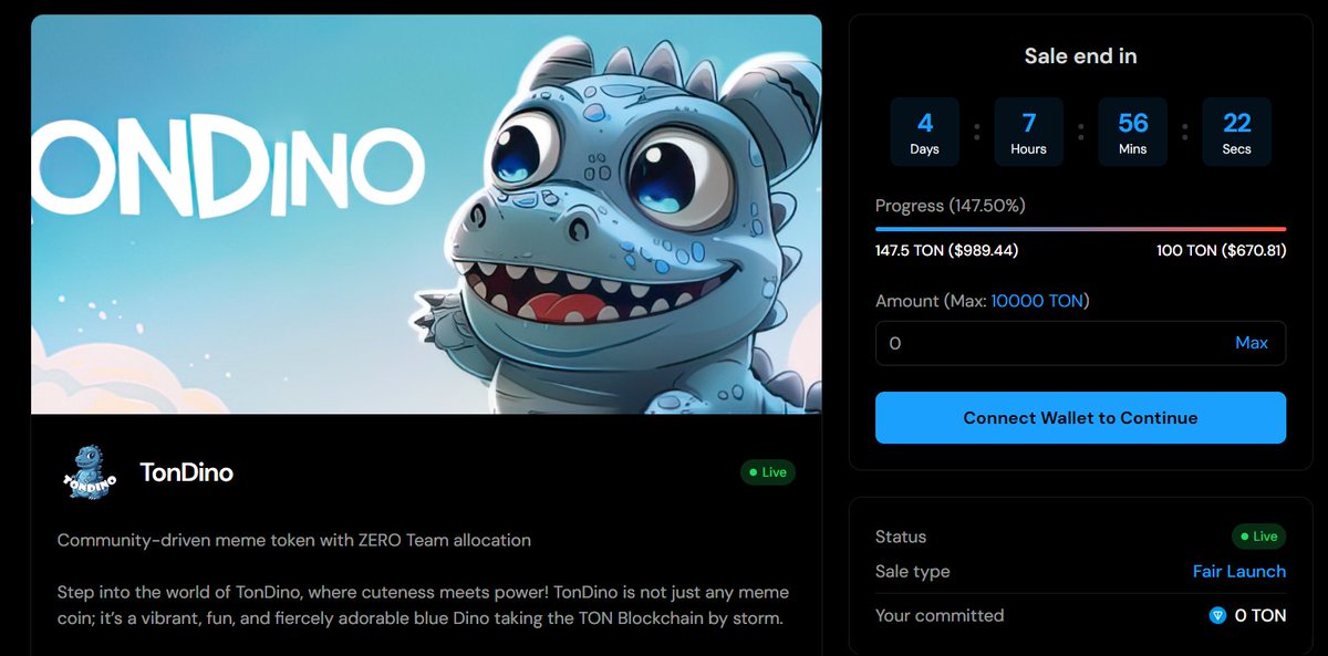 MemecoinsDino's tweet photo. 🗞️Fair-Launch Update
🚀 147.5% reached and we still have more than 4 days left! 🚀
➡️This is an opportunity you shouldn’t miss! Add $TDINO to your inventory!🦖💎
https://t.co/GsvmxqQrMs
#TON #tonpad #TonDino #Crypto #Memecoin #TONBlockchain #CryptoOpportunity https://t.co/Gh6zsnNBJb
