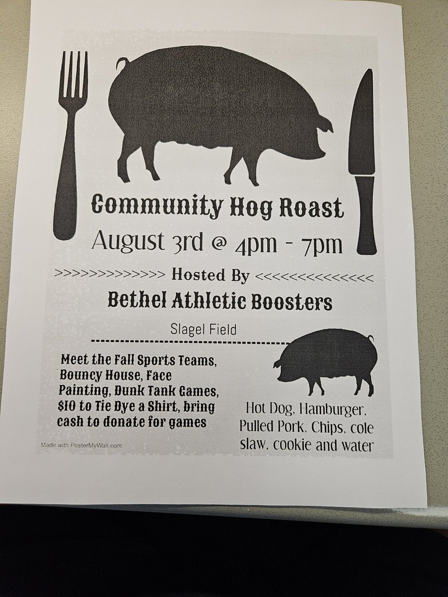 BethelBeesBBK's tweet image. If you&apos;re looking for something fun to do this weekend,come join us at Bethel h.s on Saturday for our community hog roast.
Games, prizes,Cincinnati reds ticket raffle ,basketball and a dunk tank.#fun4all