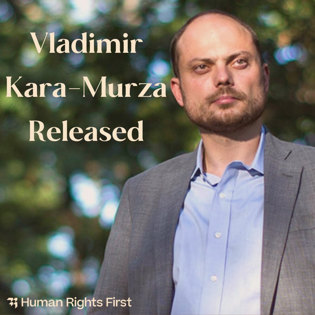 humanrights1st's tweet image. Vladimir Kara-Murza is finally free!

Arbitrarily detained for more than 2 years on trumped-up charges of treason, today Vladimir has been freed along with other political prisoners. @vkaramurza #FreeKaraMurza #FreeThemAll 

humanrightsfirst.org/library/human-…