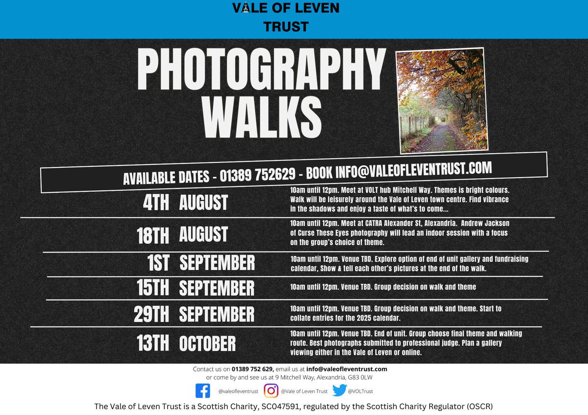 Come and join us for a leisurely photo walk this Sunday. Bring any kind of camera, no skill required!

#valeofleventrust #photography #valeofleven #westdunbartonshire #photographywalks