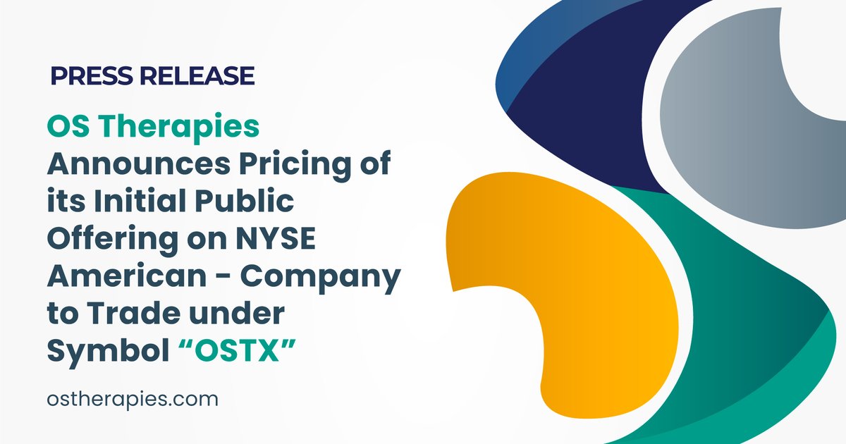 PMV_Tracker's tweet photo. We are pleased to announce the pricing of our $6.4 million initial public offering on the NYSE American exchange under symbol “ $OSTX ”. Read the release here: https://t.co/u1Y5Yk8SHq https://t.co/ZcTVCSqBL1