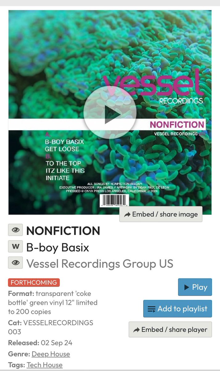 Here is a link to pre order my upcoming vinyl release on VESSEL recordings. Available at <a href="/Junorecords/">Juno Records</a> juno.co.uk/products/nonfi…