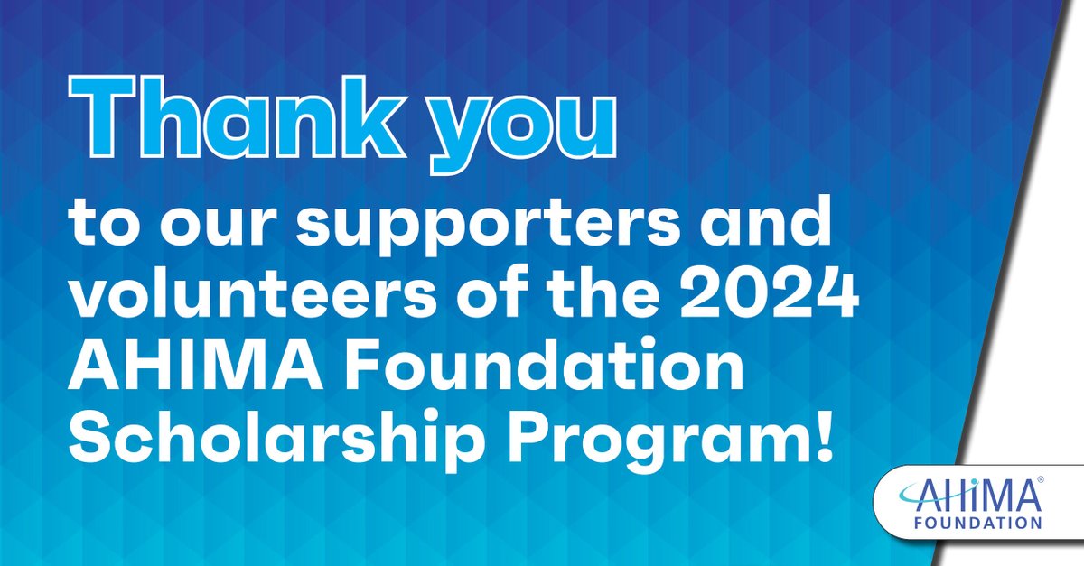 AHIMA Foundation (@ahimafoundation) on Twitter photo Your generous donations and volunteer efforts help AHIMA Foundation support the future leaders of the Health Information field. This year's scholarship and grant awardees will be announced soon. To continue your support and make a donation, visit hubs.la/Q02JMbQX0 Your generous donations and volunteer efforts help AHIMA Foundation support the future leaders of the Health Information field. This year's scholarship and grant awardees will be announced soon. To continue your support and make a donation, visit hubs.la/Q02JMbQX0