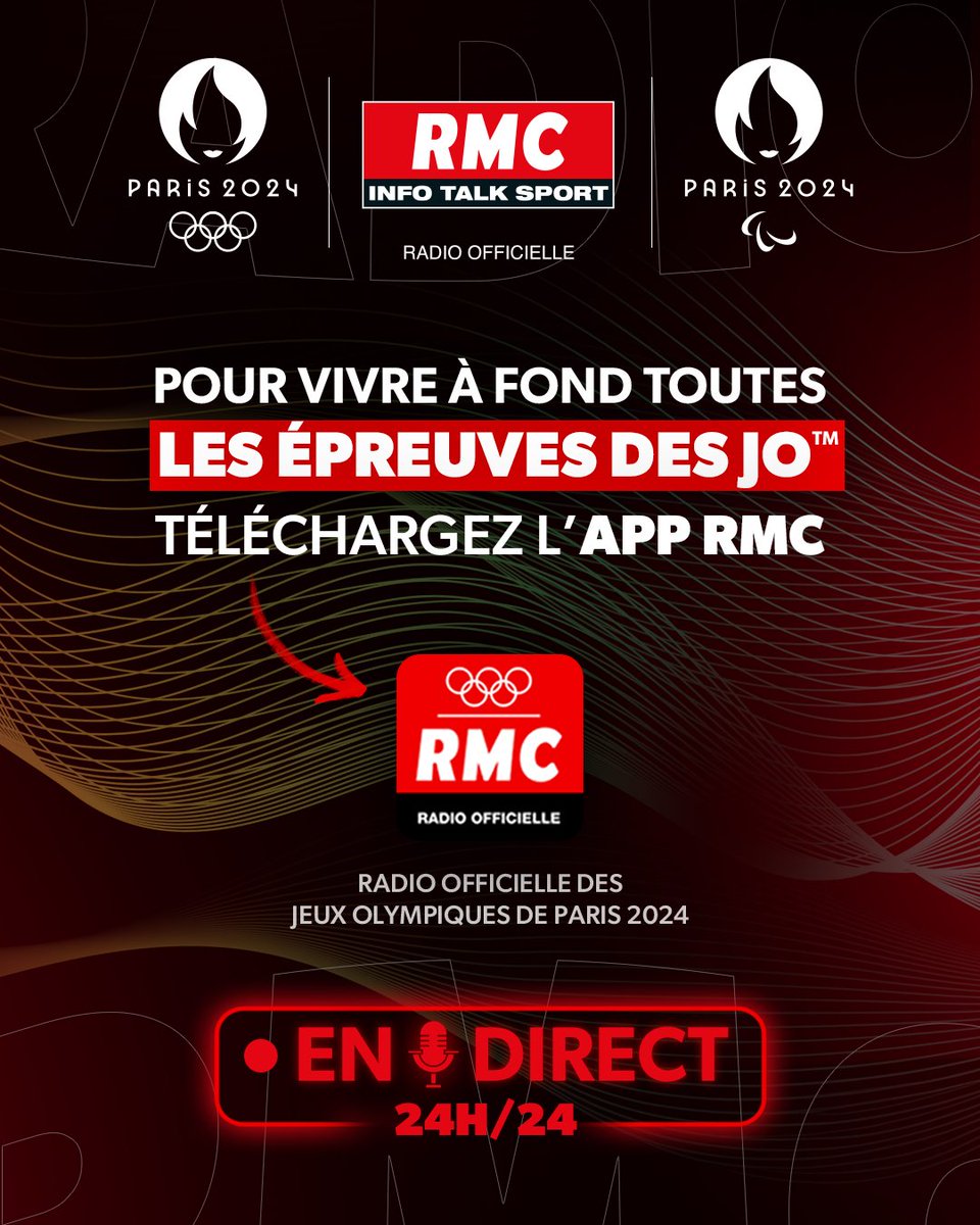 RMCInfo's tweet image. 🚨 Ne ratez rien des Jeux Olympiques !

Pour vivre toutes les compétitions 24H/24, téléchargez l’APP RMC 👉  rmc.bfmtv.com