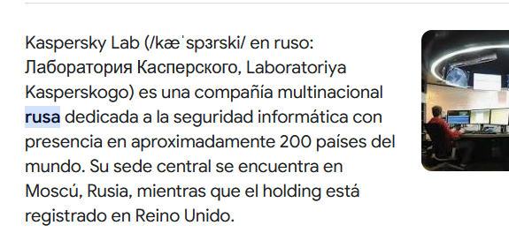 Tito9k9's tweet photo. @eduardomenoni Te faltó un detalle Eduardo, Kaspersky es una empresa rusa. https://t.co/kyif4FCcDD