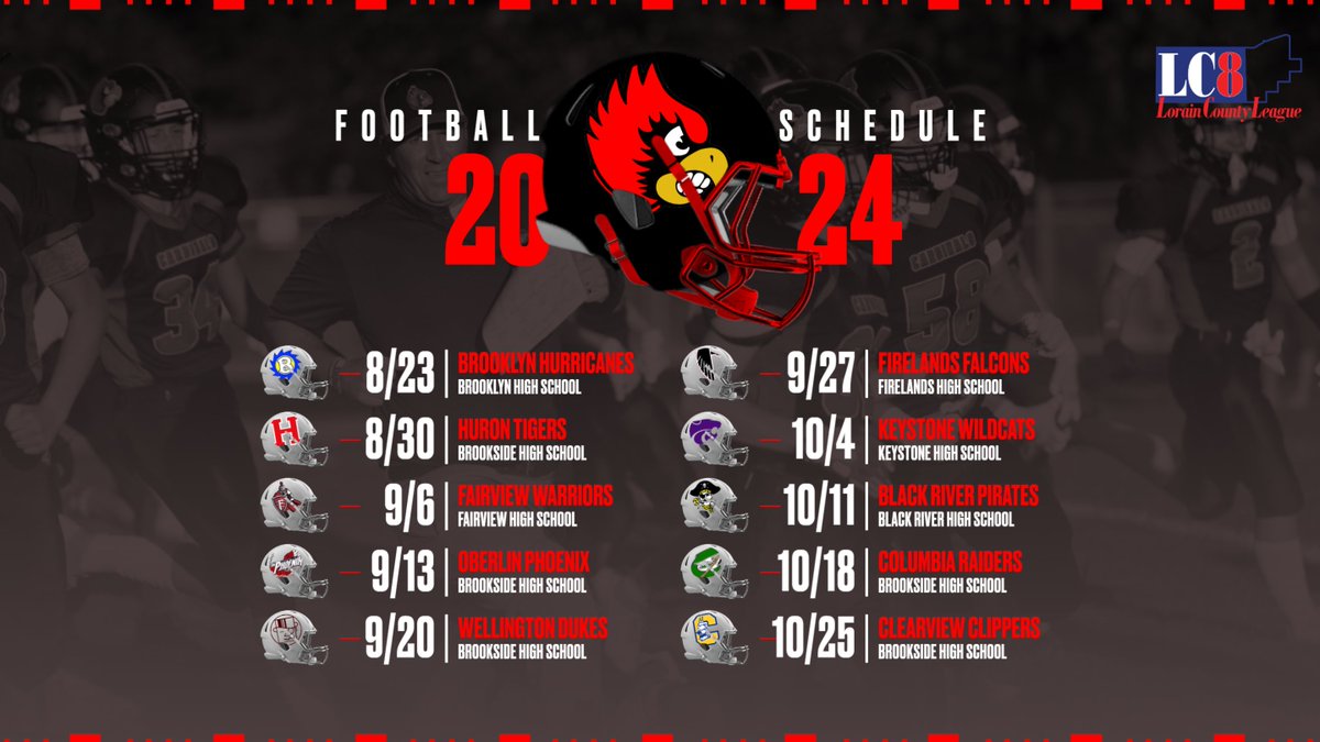 Brookside_AD's tweet photo. The 2024 Brookside Cardinals Varsity Football Schedule!
All BHS &amp; BMS Football schedules can be found at https://t.co/pMacjObySI using the dropdown menu where it says Varsity! https://t.co/cLvLPtnoxv
