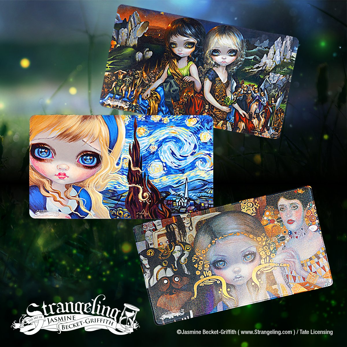 UltraProIntl's tweet photo. Feast your eyes on these  #Strangeling playmats, featuring the stunning artwork of @jasminetoad 👁️✨ Visit the #UltraPRO booth at #GenCon this weekend (701) to eye the full lineup and grab one for yourself, and even get your playmat signed by the artist! 🖋️🤩 See u there! 👁️‍🗨️ https://t.co/QG0HeBTUIX