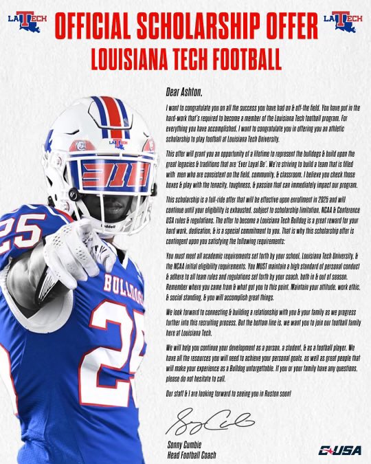 Officially Offered 😇 <a href="/LATechFB/">LA Tech Football 🏈</a> <a href="/coachscottparr8/">Scott Parr</a> <a href="/SCumbie_LaTech/">Sonny Cumbie</a> <a href="/8_parr/">Seth Parr</a> <a href="/AnnaCoyotesFB/">Anna Coyotes Football</a> <a href="/TheQBTech/">J.P. Tillman</a> <a href="/footwork_king1/">Footwork_King</a> <a href="/jarrettbailey12/">Jb⁶𓅓</a> <a href="/roderickansley/">Roderick </a>